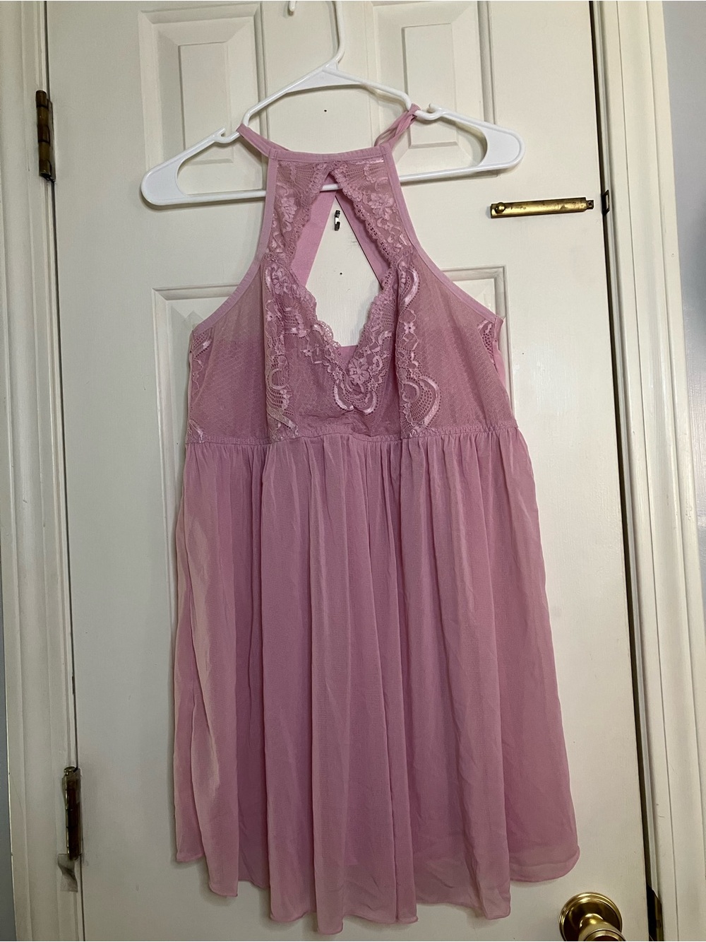 Torrid Size 2 (18-20) Lace Halter Sheer Chemise Nightie Racerback Pink/lavender